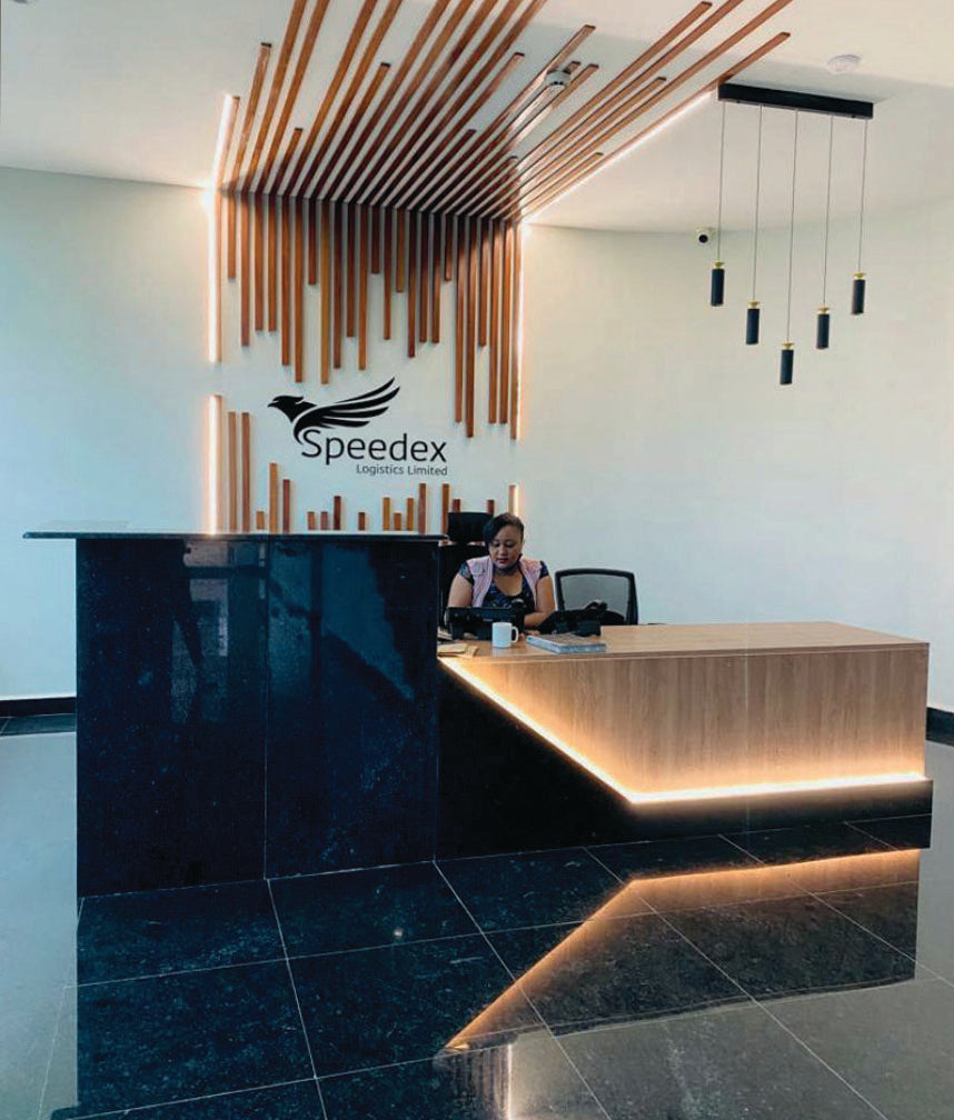 A counter designed and made by Kifaru Creations for an office